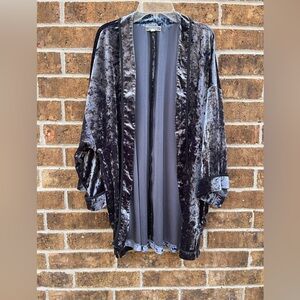 Pleione Velvet Open-Front Cardigan Kimono Size Large